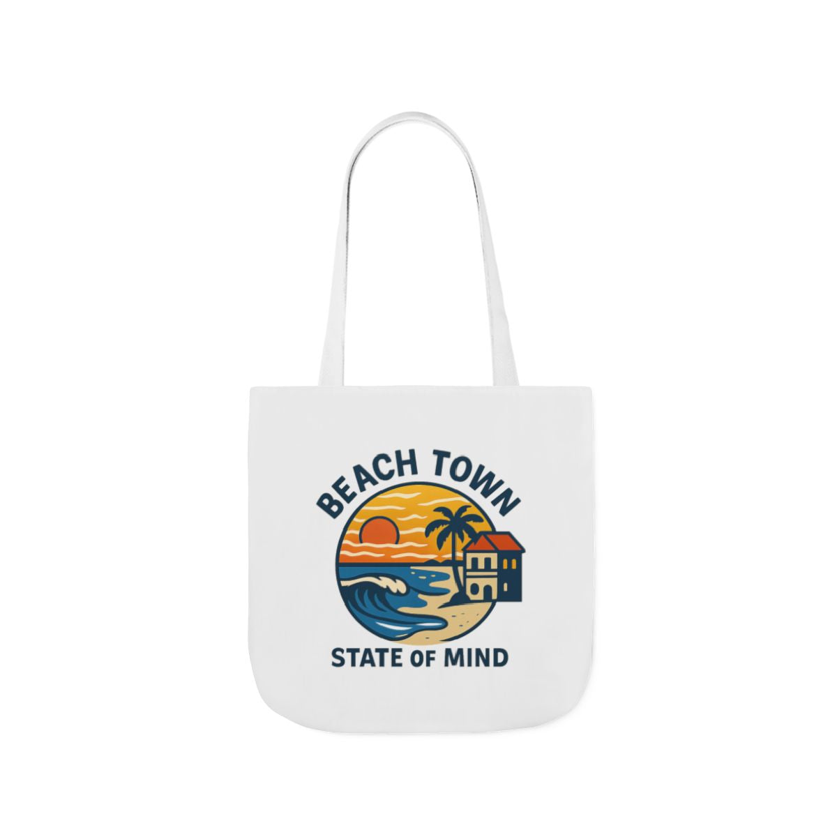 Beach Town State of Mind Tote Bag | Coastal Lifestyle Gift | Ocean Lover Canvas Bag | Beach Vibes Nautical Tote | Summer Beach Bag