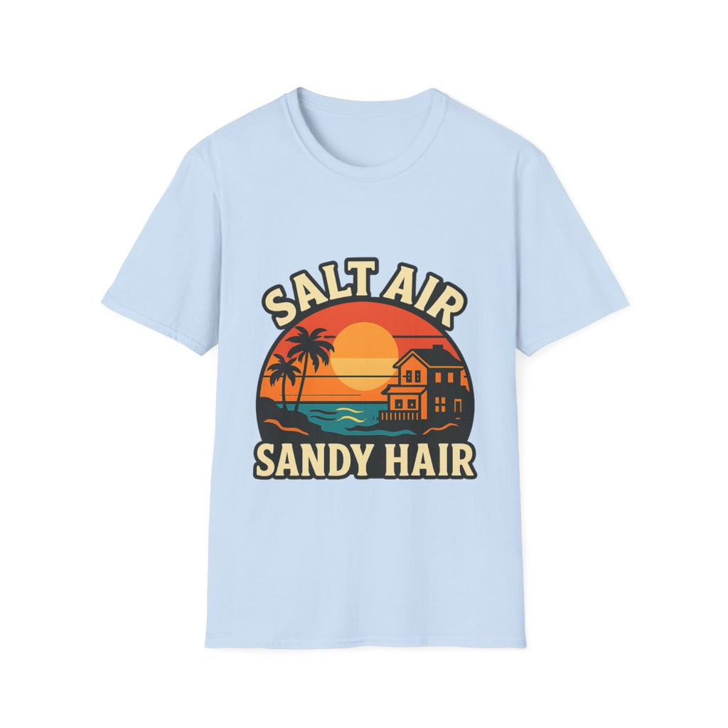 Beach Town Sunset Shirt, Coastal Living Tee, Salt Air Sandy Hair Beach Vacation Shirt, Ocean Vibes T-Shirt, Summer Travel Gift