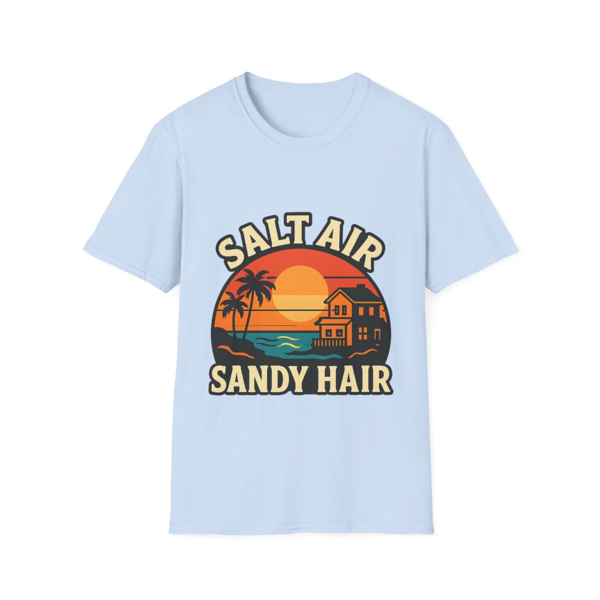 Beach Town Sunset Shirt, Coastal Living Tee, Salt Air Sandy Hair Beach Vacation Shirt, Ocean Vibes T-Shirt, Summer Travel Gift