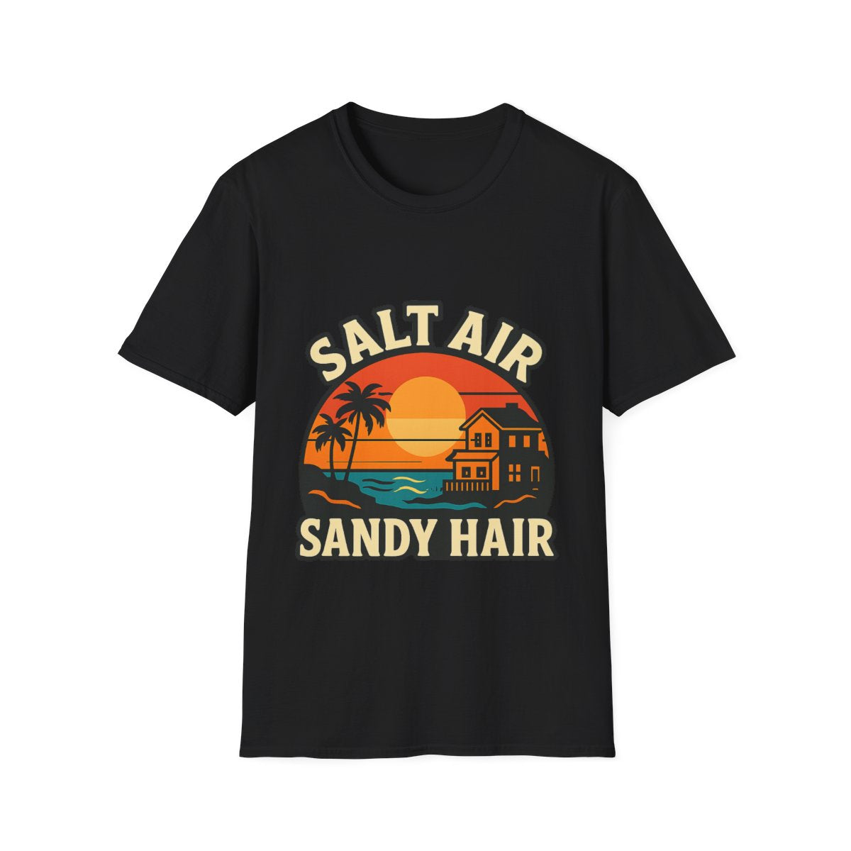 Beach Town Sunset Shirt, Coastal Living Tee, Salt Air Sandy Hair Beach Vacation Shirt, Ocean Vibes T-Shirt, Summer Travel Gift