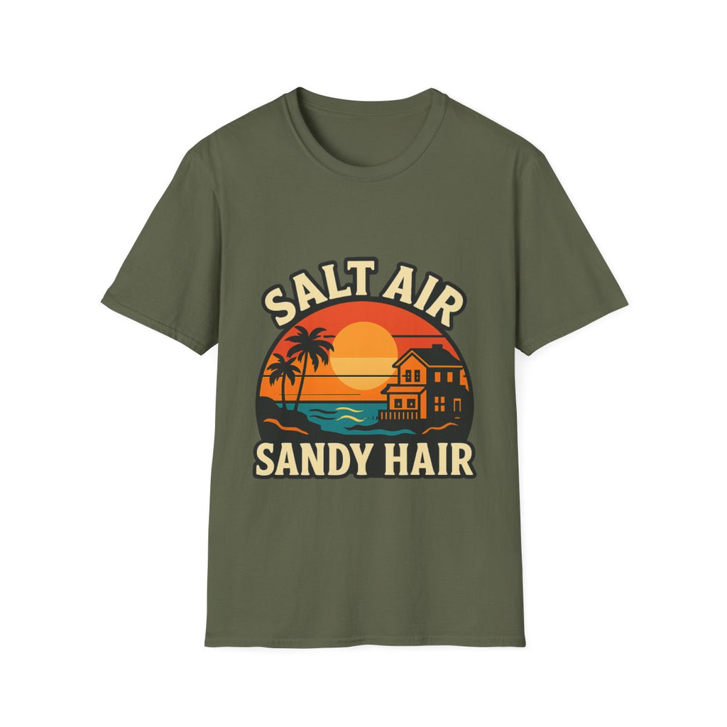 Beach Town Sunset Shirt, Coastal Living Tee, Salt Air Sandy Hair Beach Vacation Shirt, Ocean Vibes T-Shirt, Summer Travel Gift