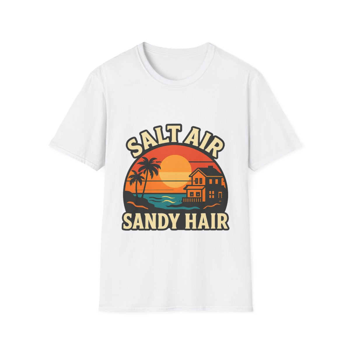 Beach Town Sunset Shirt, Coastal Living Tee, Salt Air Sandy Hair Beach Vacation Shirt, Ocean Vibes T-Shirt, Summer Travel Gift
