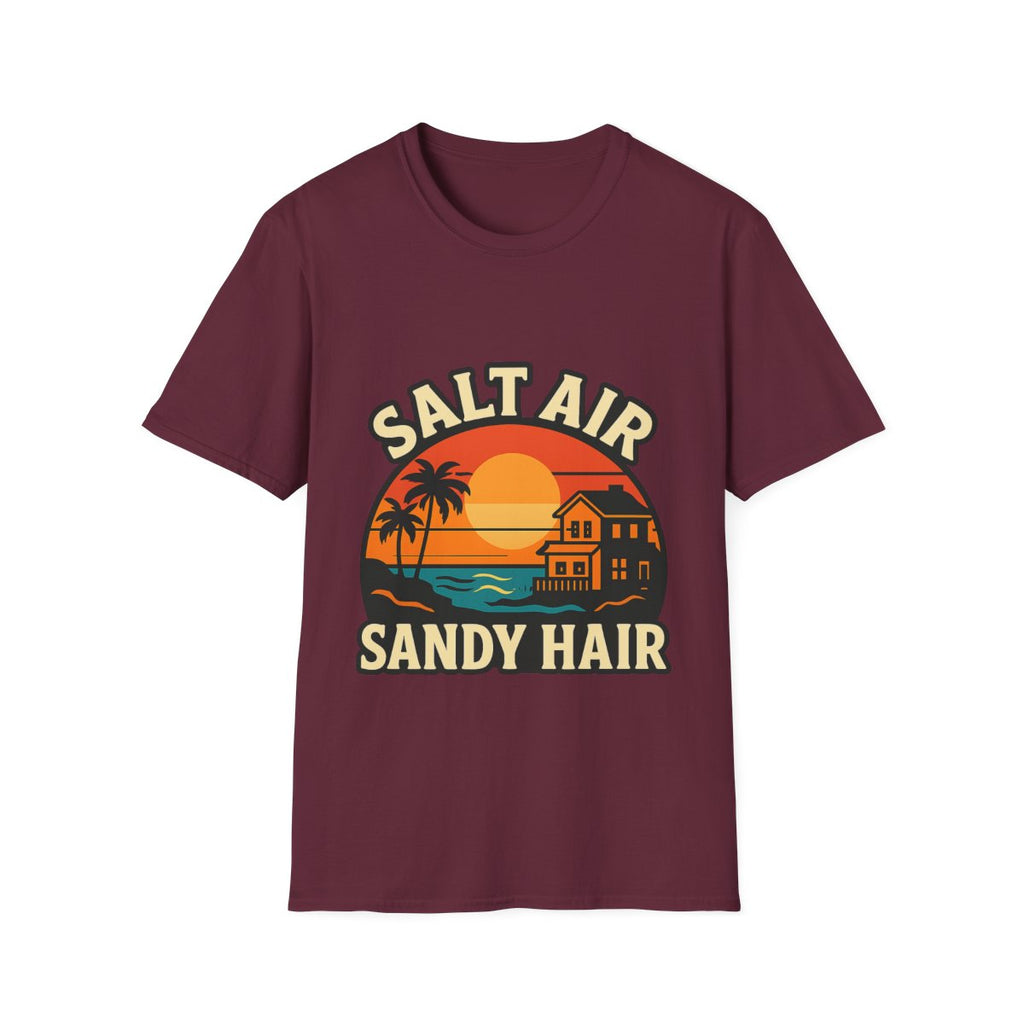 Beach Town Sunset Shirt, Coastal Living Tee, Salt Air Sandy Hair Beach Vacation Shirt, Ocean Vibes T-Shirt, Summer Travel Gift