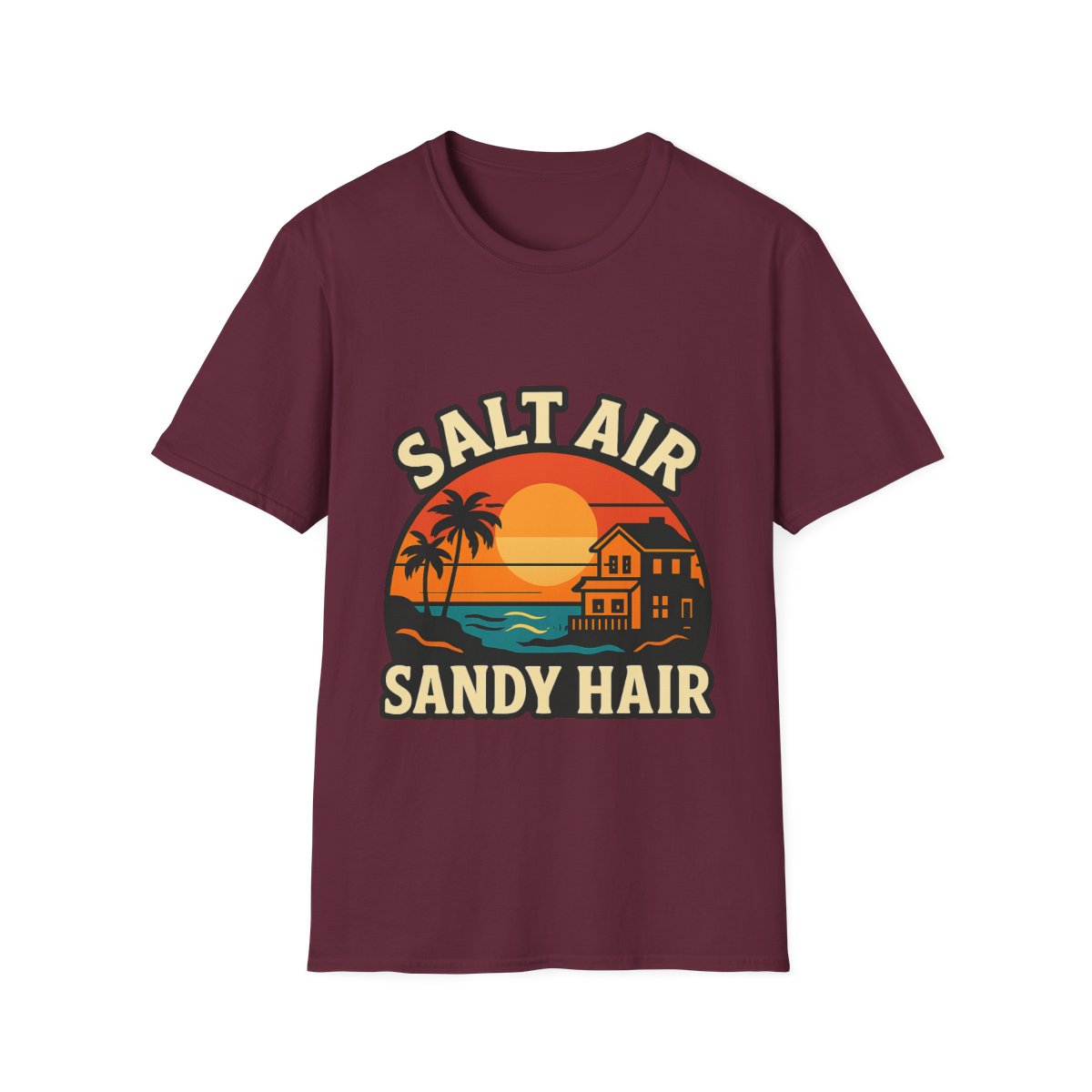 Beach Town Sunset Shirt, Coastal Living Tee, Salt Air Sandy Hair Beach Vacation Shirt, Ocean Vibes T-Shirt, Summer Travel Gift