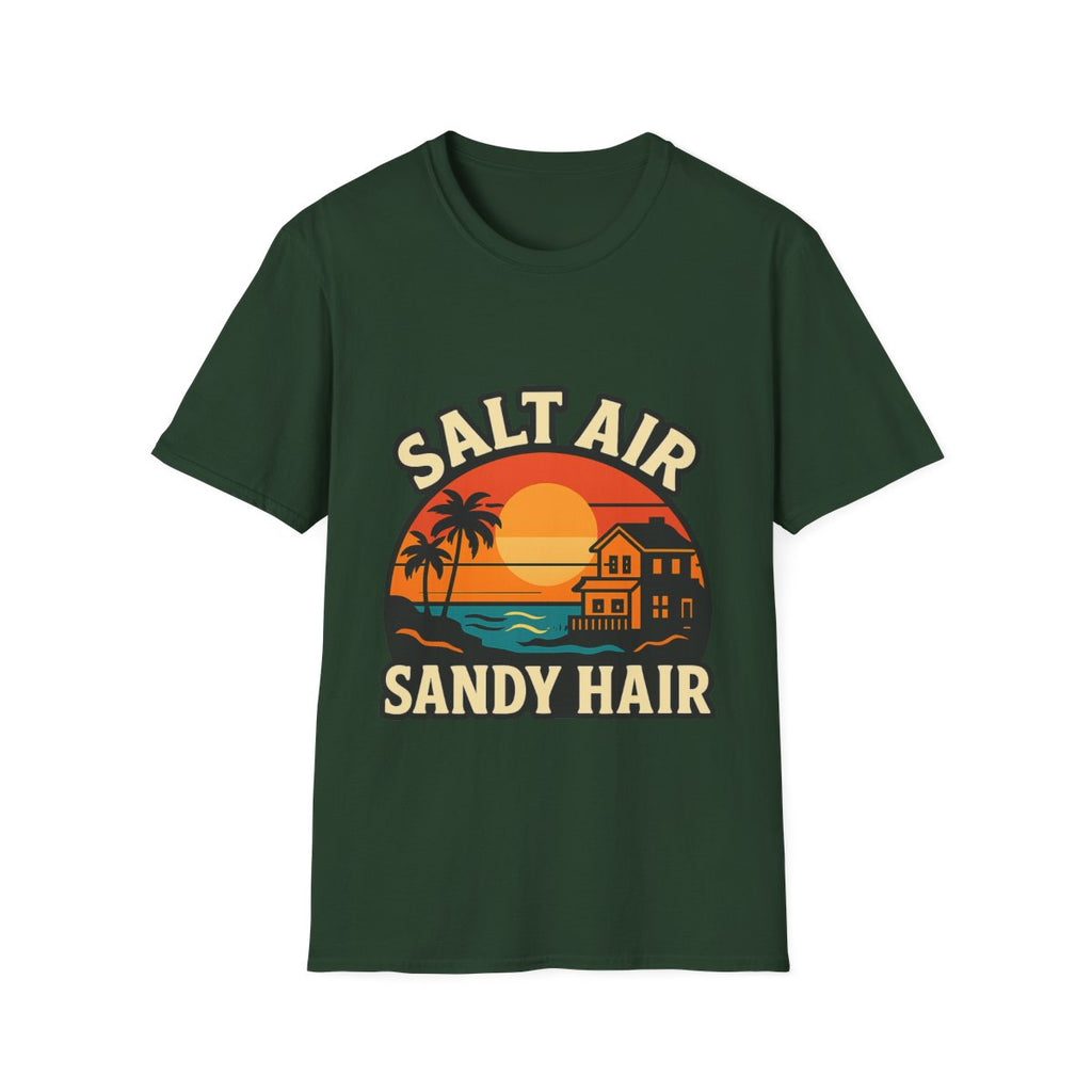 Beach Town Sunset Shirt, Coastal Living Tee, Salt Air Sandy Hair Beach Vacation Shirt, Ocean Vibes T-Shirt, Summer Travel Gift