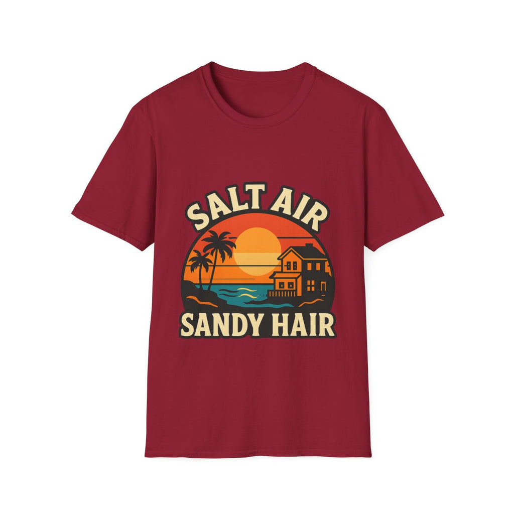 Beach Town Sunset Shirt, Coastal Living Tee, Salt Air Sandy Hair Beach Vacation Shirt, Ocean Vibes T-Shirt, Summer Travel Gift