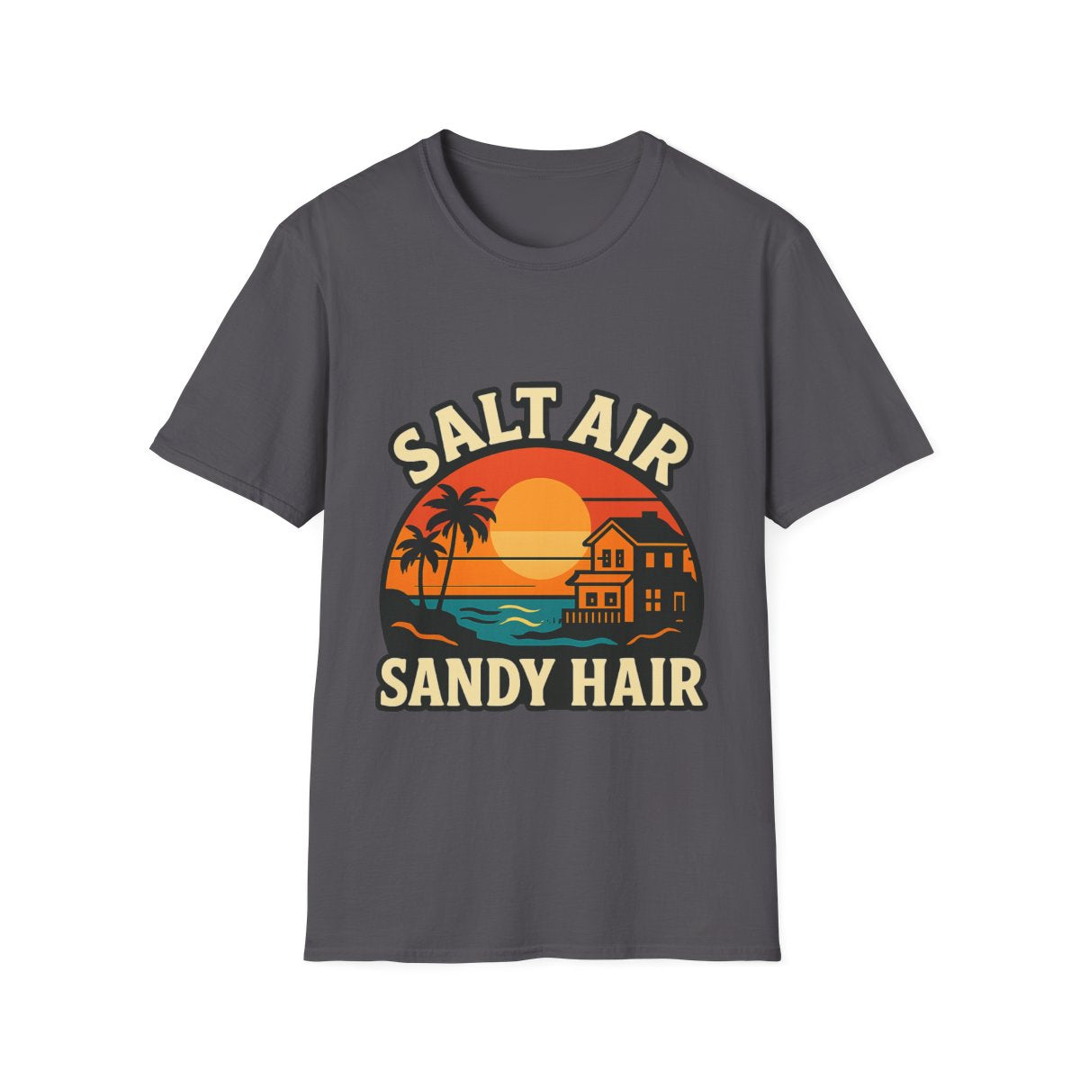 Beach Town Sunset Shirt, Coastal Living Tee, Salt Air Sandy Hair Beach Vacation Shirt, Ocean Vibes T-Shirt, Summer Travel Gift