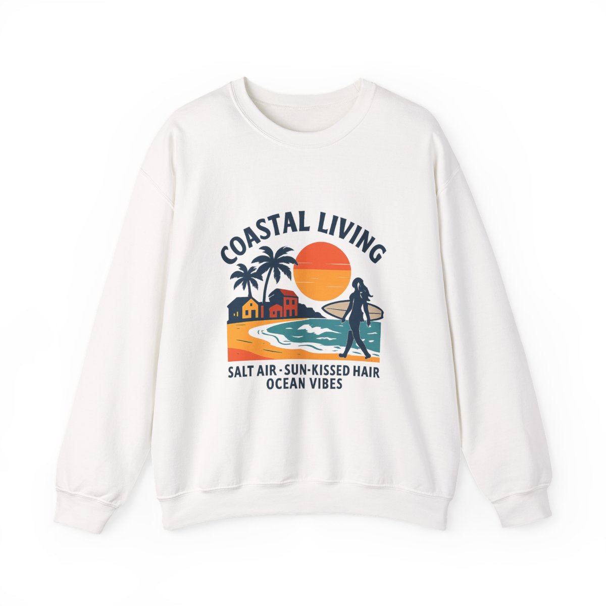 Beach Town Sunset Sweatshirt Coastal Living Salt Air Sun-Kissed Hair Ocean Vibes Vacation Gift Nautical Crewneck Surfer Beach Lover
