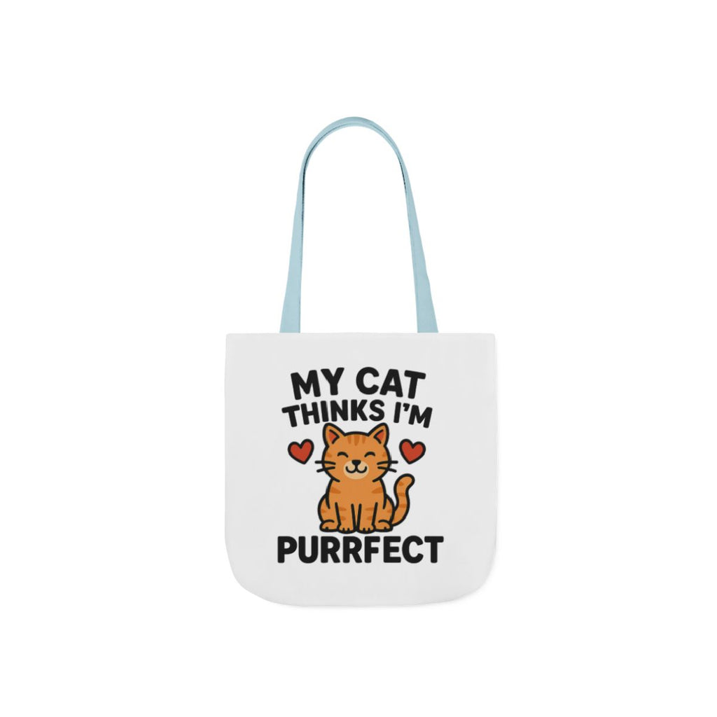 Cat Lover Tote Bag Gift, My Cat Thinks I'm Purrfect Funny Cat Mom Bag, Cat Owner Birthday Gift for Her, Cat Lady Canvas Tote