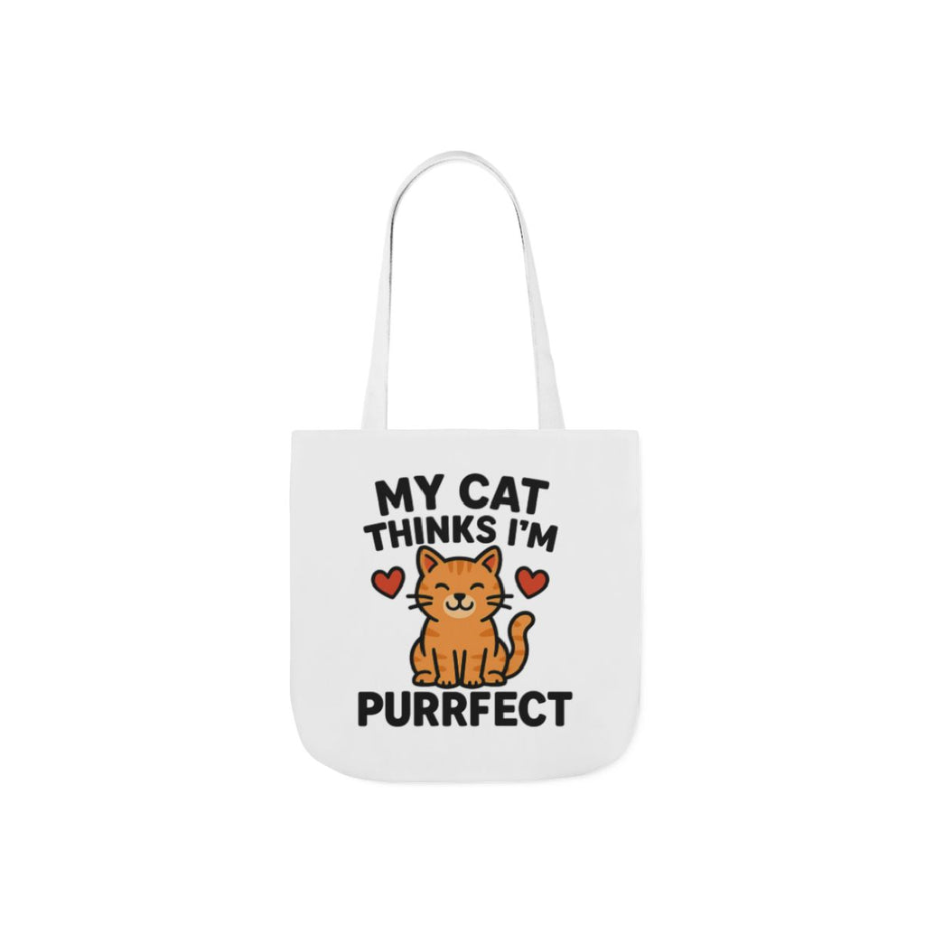 Cat Lover Tote Bag Gift, My Cat Thinks I'm Purrfect Funny Cat Mom Bag, Cat Owner Birthday Gift for Her, Cat Lady Canvas Tote