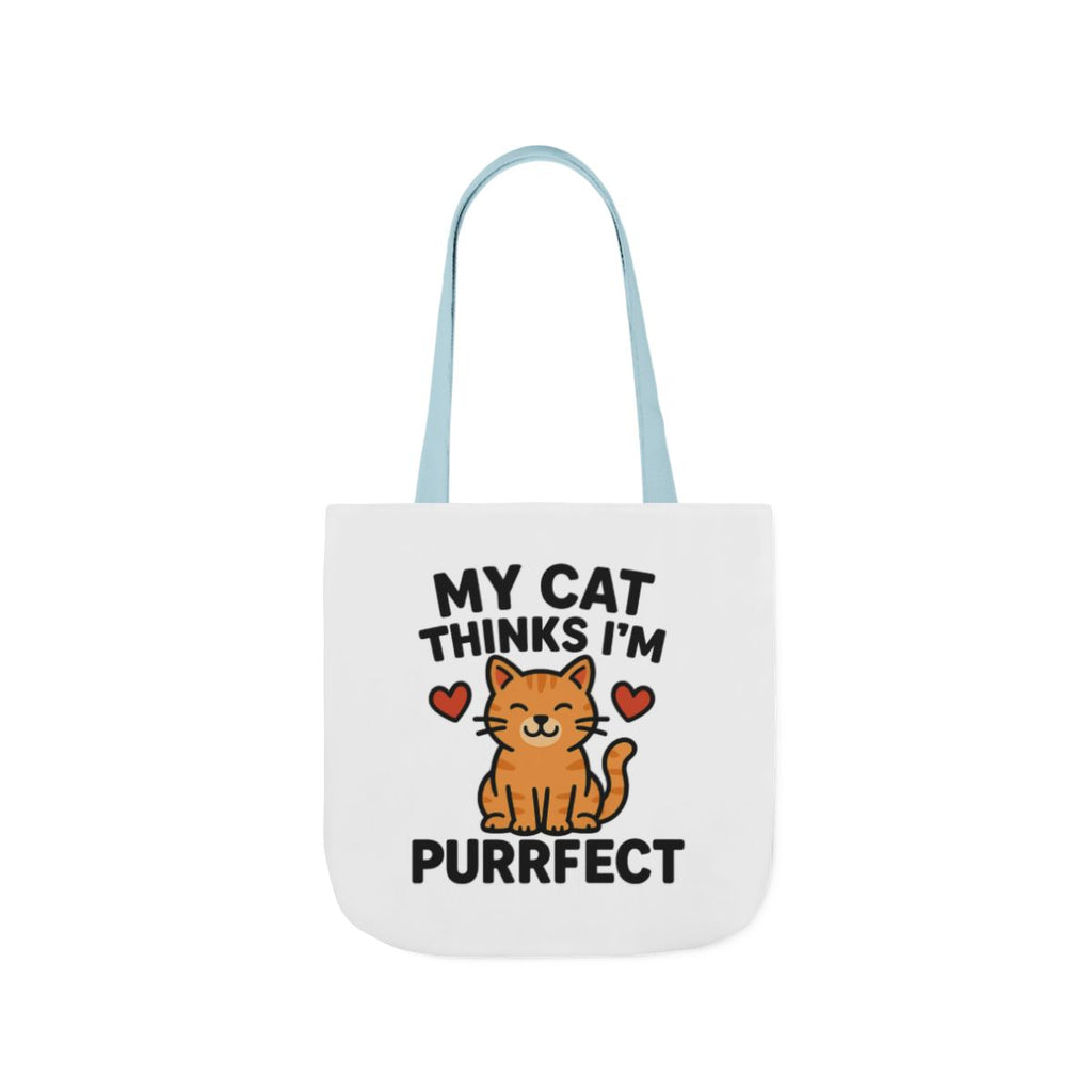 Cat Lover Tote Bag Gift, My Cat Thinks I'm Purrfect Funny Cat Mom Bag, Cat Owner Birthday Gift for Her, Cat Lady Canvas Tote