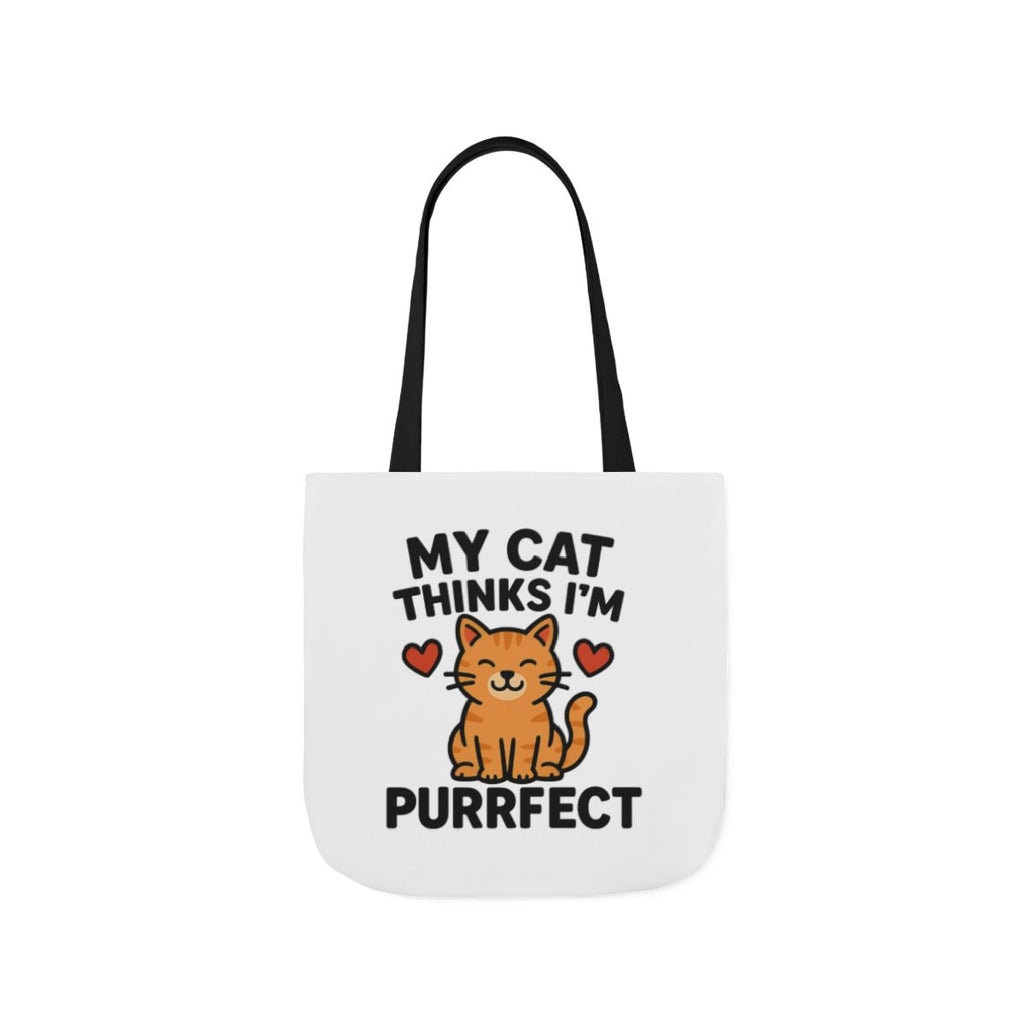 Cat Lover Tote Bag Gift, My Cat Thinks I'm Purrfect Funny Cat Mom Bag, Cat Owner Birthday Gift for Her, Cat Lady Canvas Tote