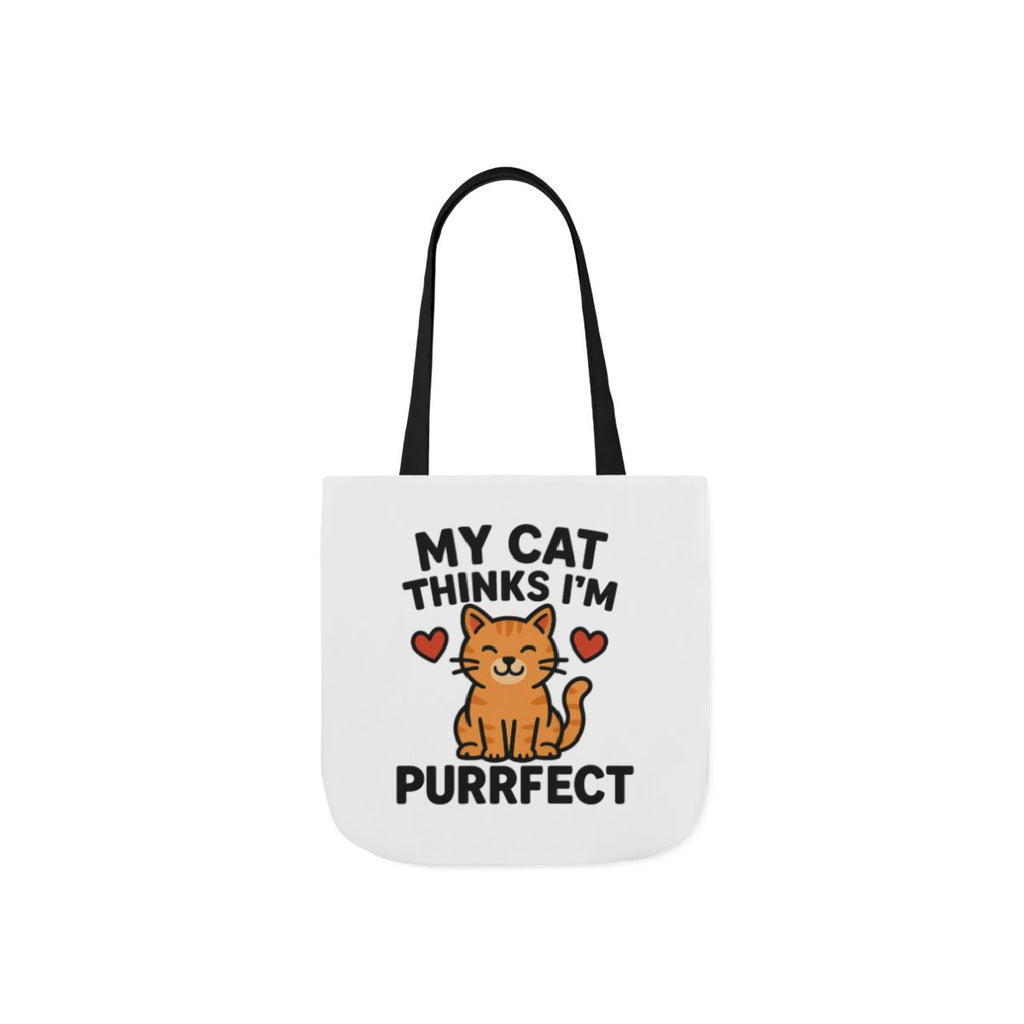 Cat Lover Tote Bag Gift, My Cat Thinks I'm Purrfect Funny Cat Mom Bag, Cat Owner Birthday Gift for Her, Cat Lady Canvas Tote