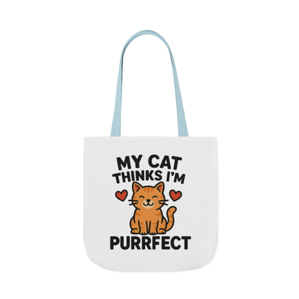 Cat Lover Tote Bag Gift, My Cat Thinks I'm Purrfect Funny Cat Mom Bag, Cat Owner Birthday Gift for Her, Cat Lady Canvas Tote