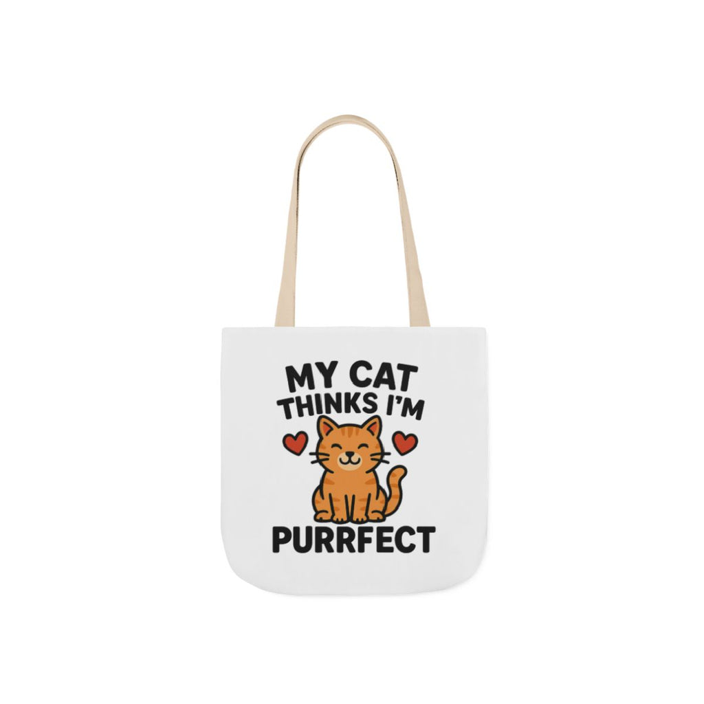 Cat Lover Tote Bag Gift, My Cat Thinks I'm Purrfect Funny Cat Mom Bag, Cat Owner Birthday Gift for Her, Cat Lady Canvas Tote