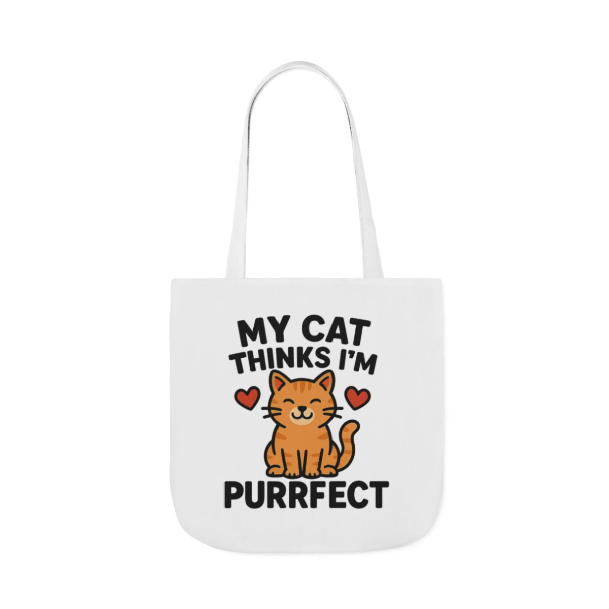 Cat Lover Tote Bag Gift, My Cat Thinks I'm Purrfect Funny Cat Mom Bag, Cat Owner Birthday Gift for Her, Cat Lady Canvas Tote