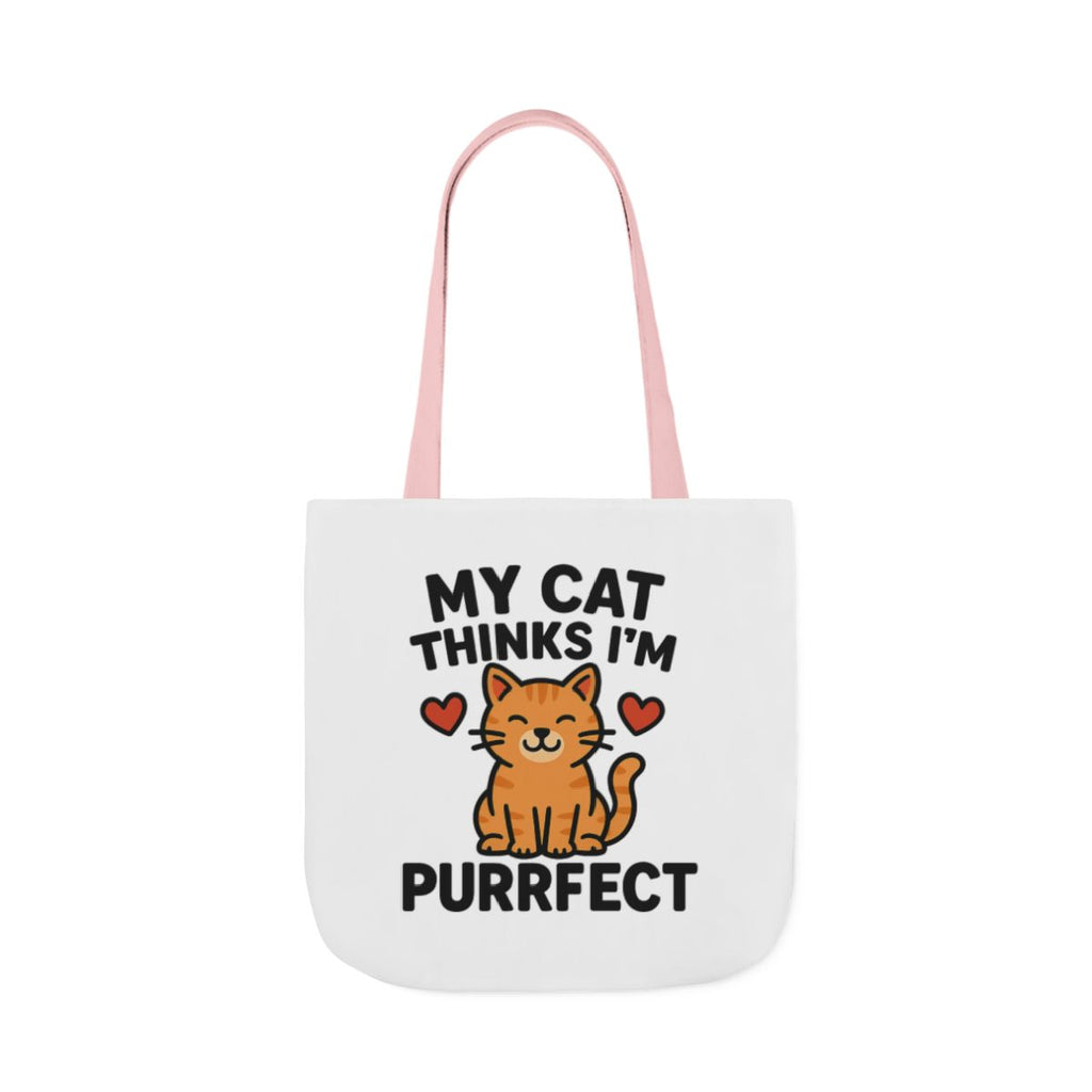 Cat Lover Tote Bag Gift, My Cat Thinks I'm Purrfect Funny Cat Mom Bag, Cat Owner Birthday Gift for Her, Cat Lady Canvas Tote