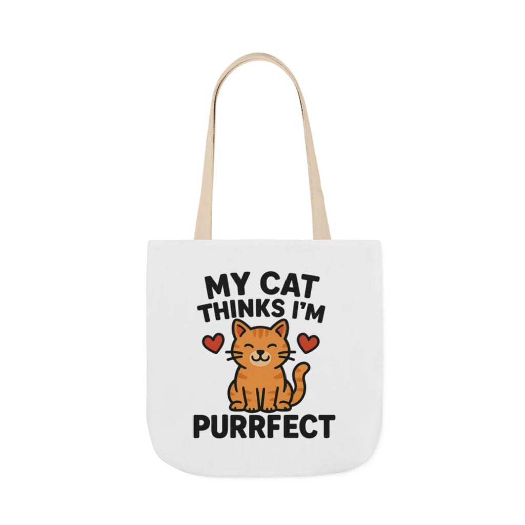 Cat Lover Tote Bag Gift, My Cat Thinks I'm Purrfect Funny Cat Mom Bag, Cat Owner Birthday Gift for Her, Cat Lady Canvas Tote
