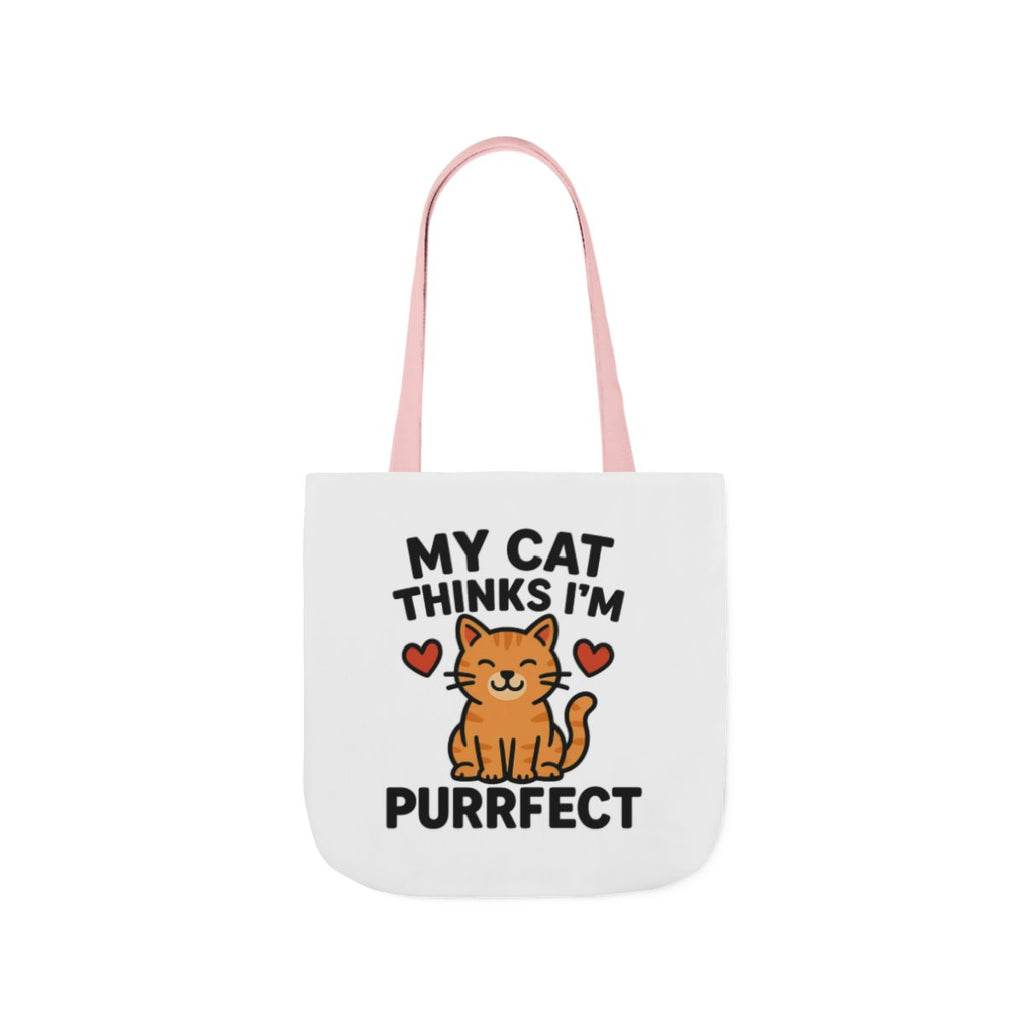 Cat Lover Tote Bag Gift, My Cat Thinks I'm Purrfect Funny Cat Mom Bag, Cat Owner Birthday Gift for Her, Cat Lady Canvas Tote