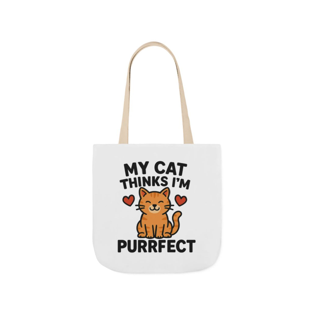 Cat Lover Tote Bag Gift, My Cat Thinks I'm Purrfect Funny Cat Mom Bag, Cat Owner Birthday Gift for Her, Cat Lady Canvas Tote