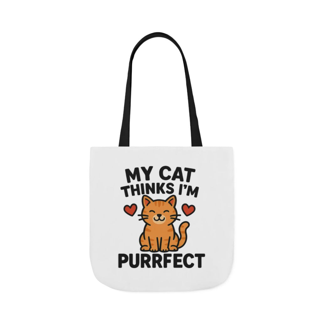 Cat Lover Tote Bag Gift, My Cat Thinks I'm Purrfect Funny Cat Mom Bag, Cat Owner Birthday Gift for Her, Cat Lady Canvas Tote