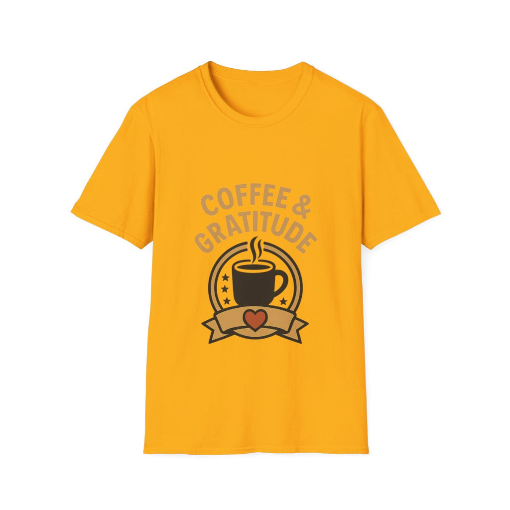 Coffee & Gratitude Shirt, Mindful Living Tee, Self Care Gift for Women, Positive Vibes T-Shirt, Grateful Heart Appreciation Top