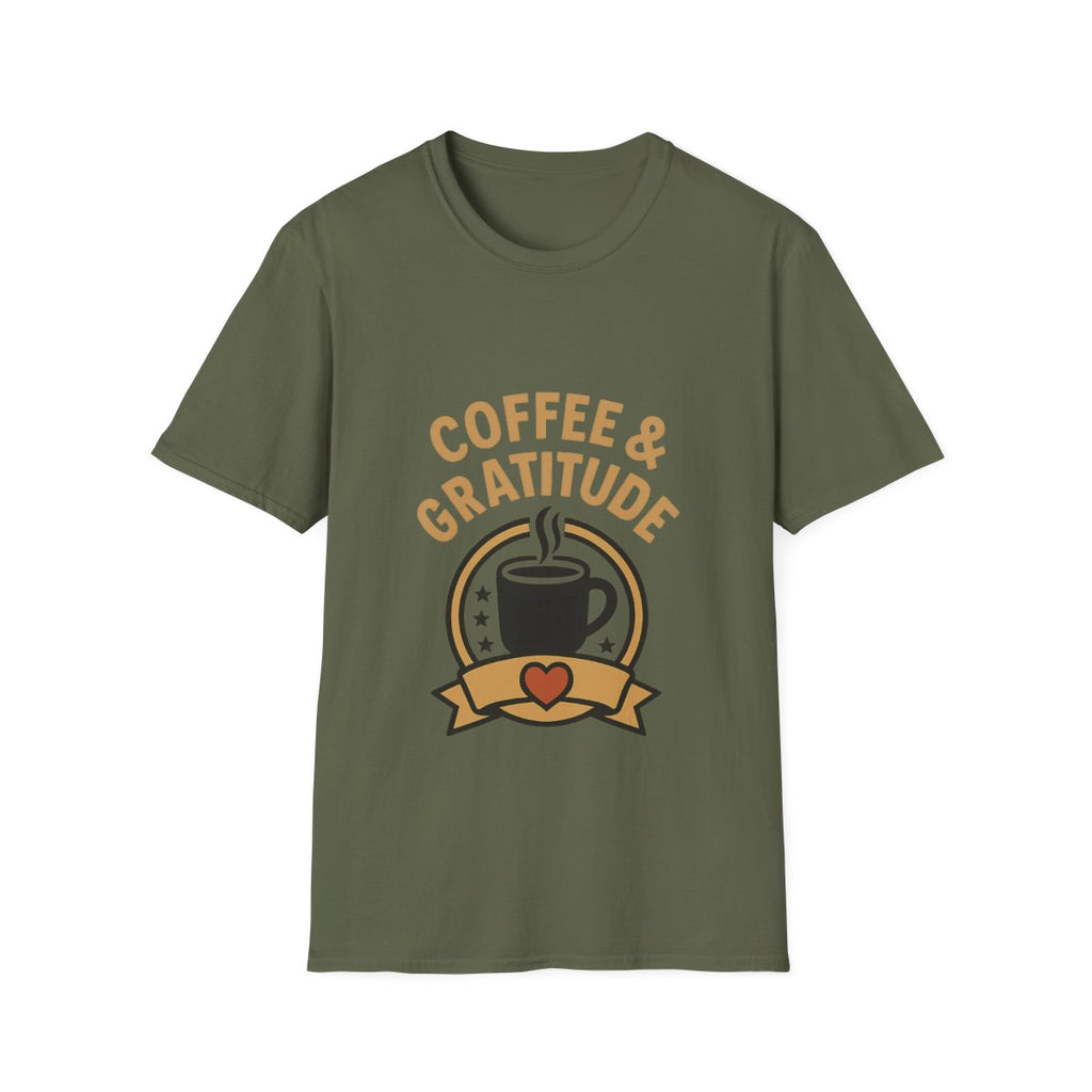 Coffee & Gratitude Shirt, Mindful Living Tee, Self Care Gift for Women, Positive Vibes T-Shirt, Grateful Heart Appreciation Top