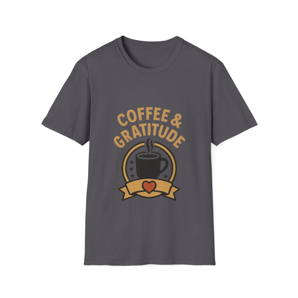 Coffee & Gratitude Shirt, Mindful Living Tee, Self Care Gift for Women, Positive Vibes T-Shirt, Grateful Heart Appreciation Top