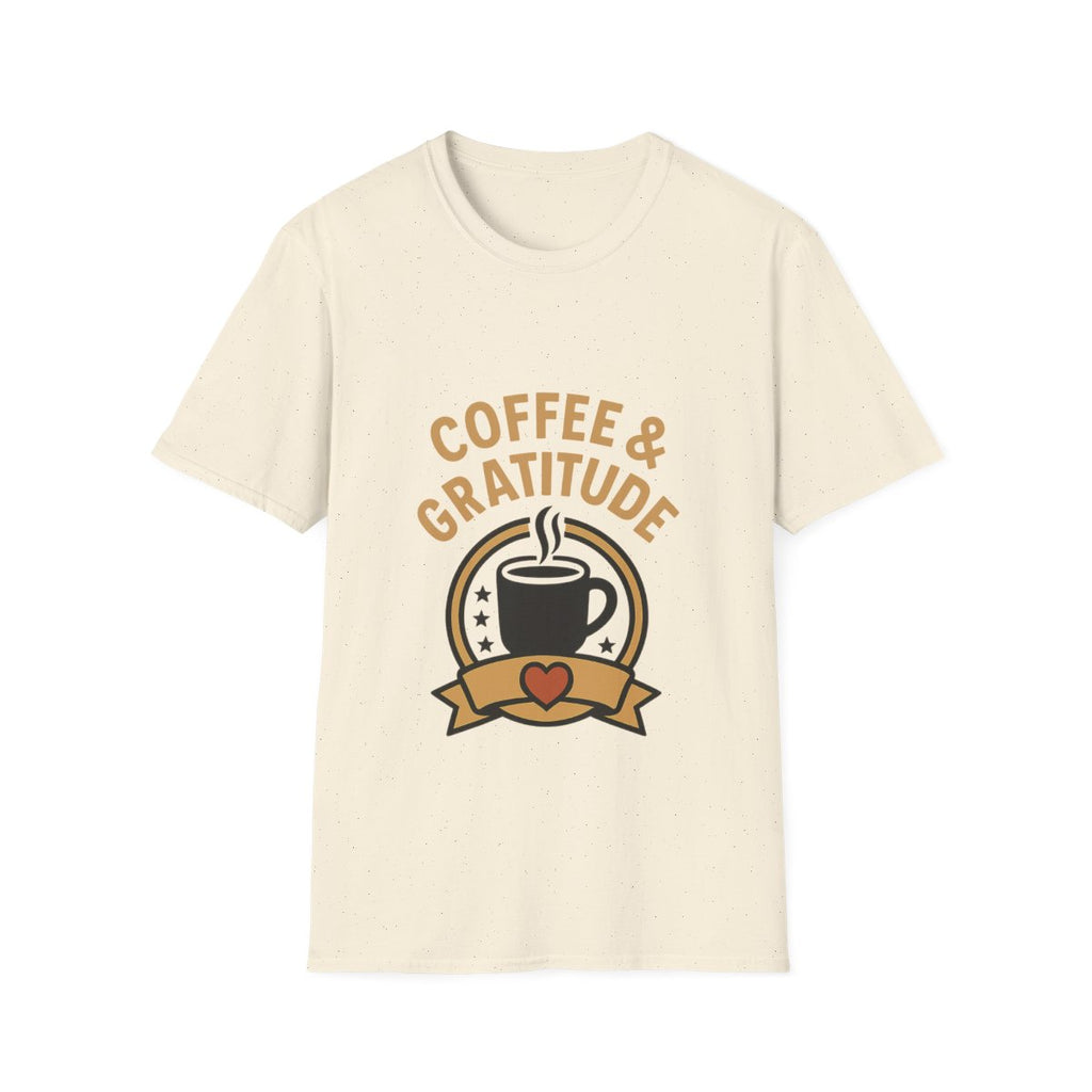 Coffee & Gratitude Shirt, Mindful Living Tee, Self Care Gift for Women, Positive Vibes T-Shirt, Grateful Heart Appreciation Top