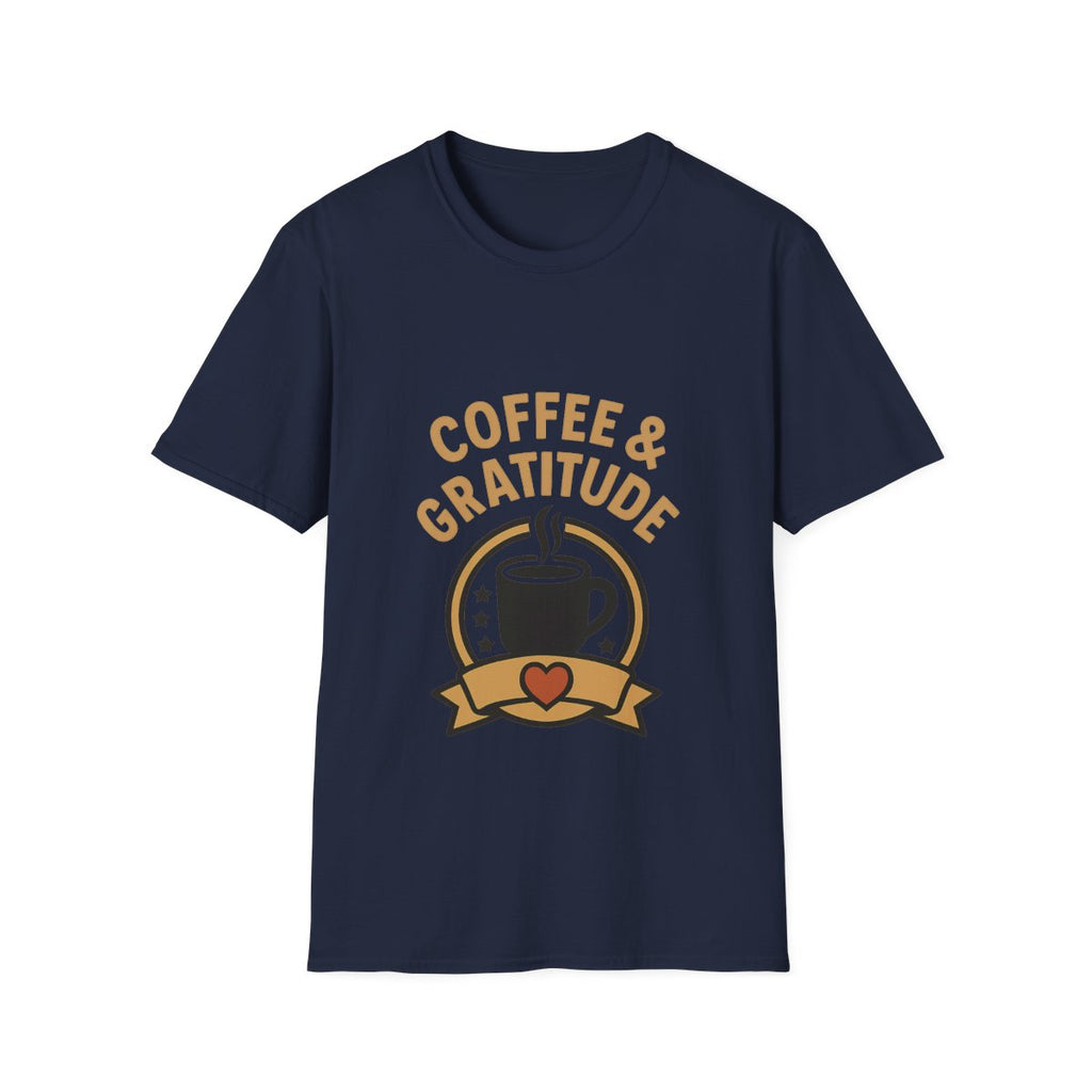 Coffee & Gratitude Shirt, Mindful Living Tee, Self Care Gift for Women, Positive Vibes T-Shirt, Grateful Heart Appreciation Top