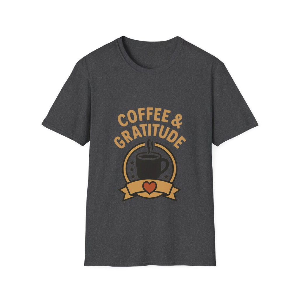 Coffee & Gratitude Shirt, Mindful Living Tee, Self Care Gift for Women, Positive Vibes T-Shirt, Grateful Heart Appreciation Top