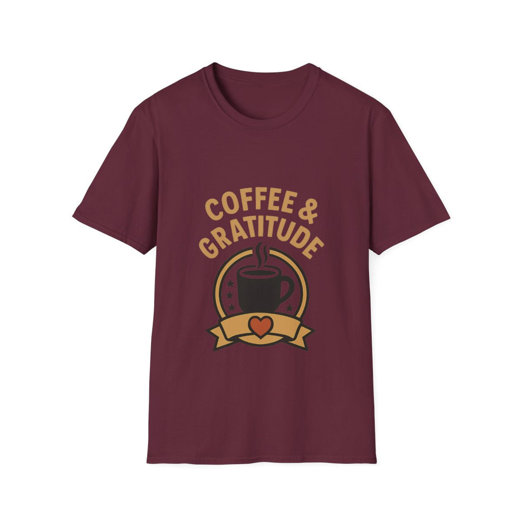 Coffee & Gratitude Shirt, Mindful Living Tee, Self Care Gift for Women, Positive Vibes T-Shirt, Grateful Heart Appreciation Top