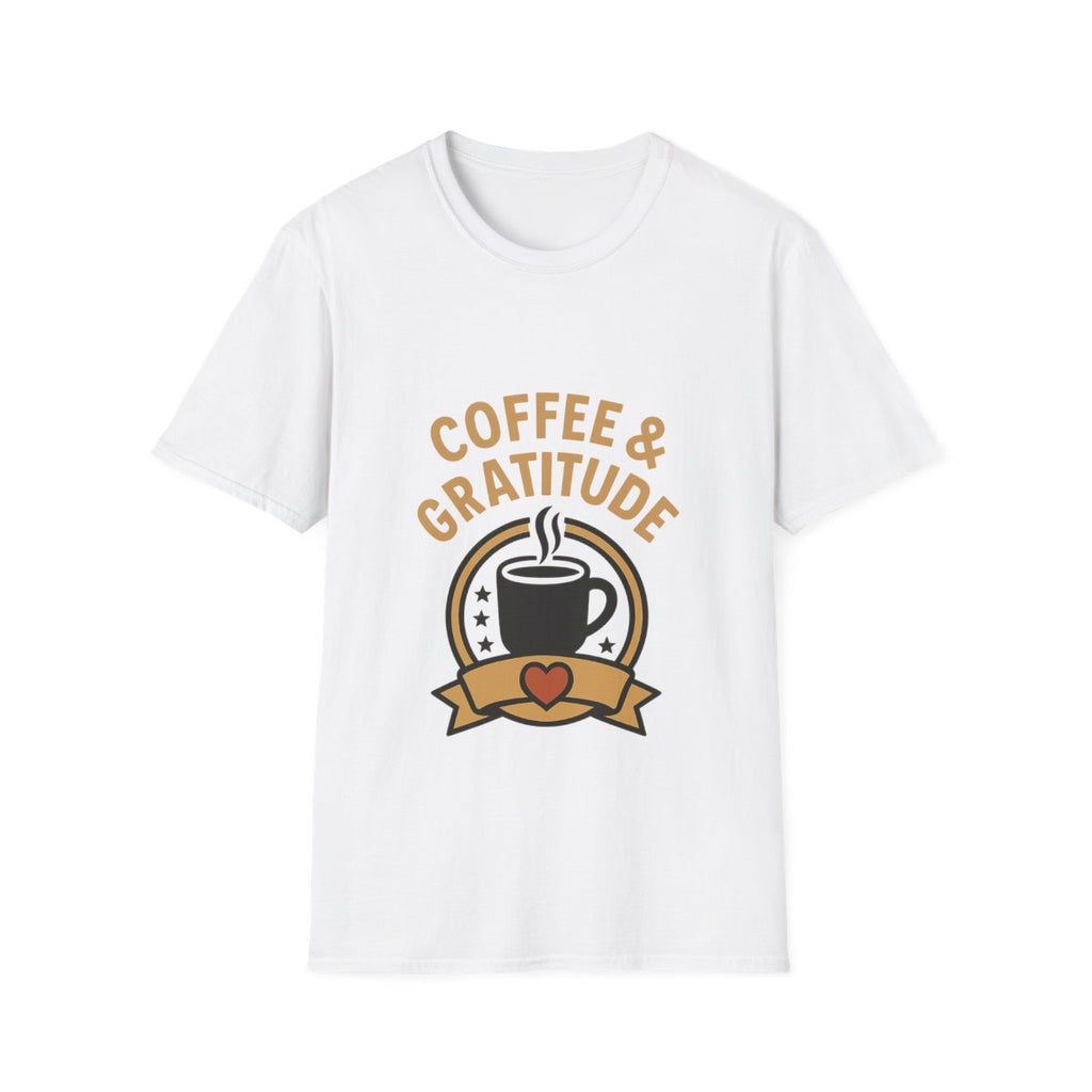 Coffee & Gratitude Shirt, Mindful Living Tee, Self Care Gift for Women, Positive Vibes T-Shirt, Grateful Heart Appreciation Top