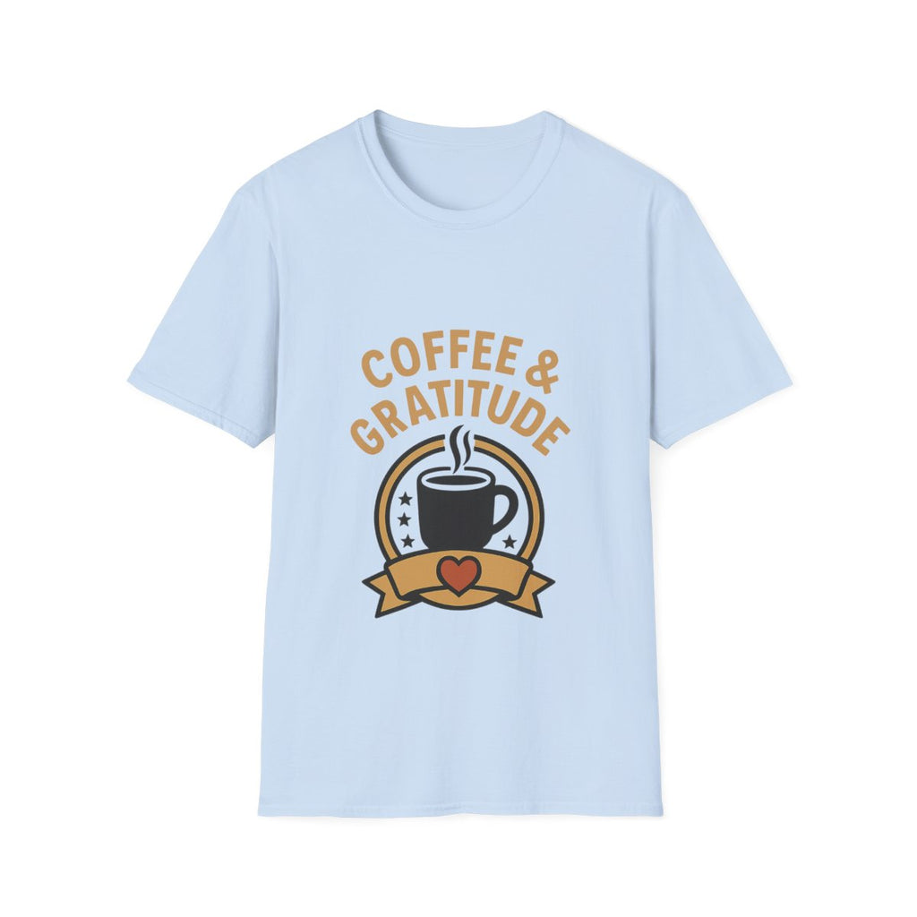 Coffee & Gratitude Shirt, Mindful Living Tee, Self Care Gift for Women, Positive Vibes T-Shirt, Grateful Heart Appreciation Top