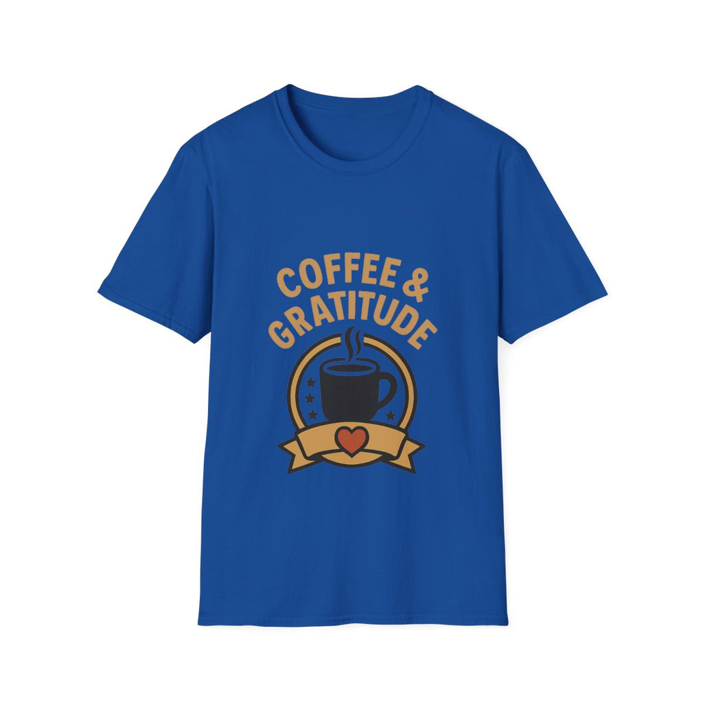 Coffee & Gratitude Shirt, Mindful Living Tee, Self Care Gift for Women, Positive Vibes T-Shirt, Grateful Heart Appreciation Top