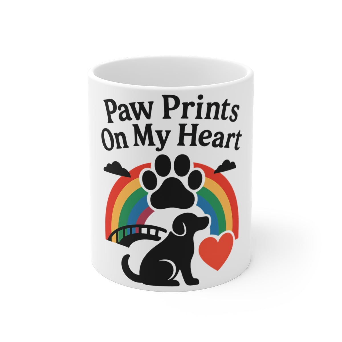 Dog Memorial Mug, Pet Loss Gift, Paw Prints On My Heart, Dog Sympathy Gift, Rainbow Bridge, Pet Remembrance, Dog Loss Coffee Mug