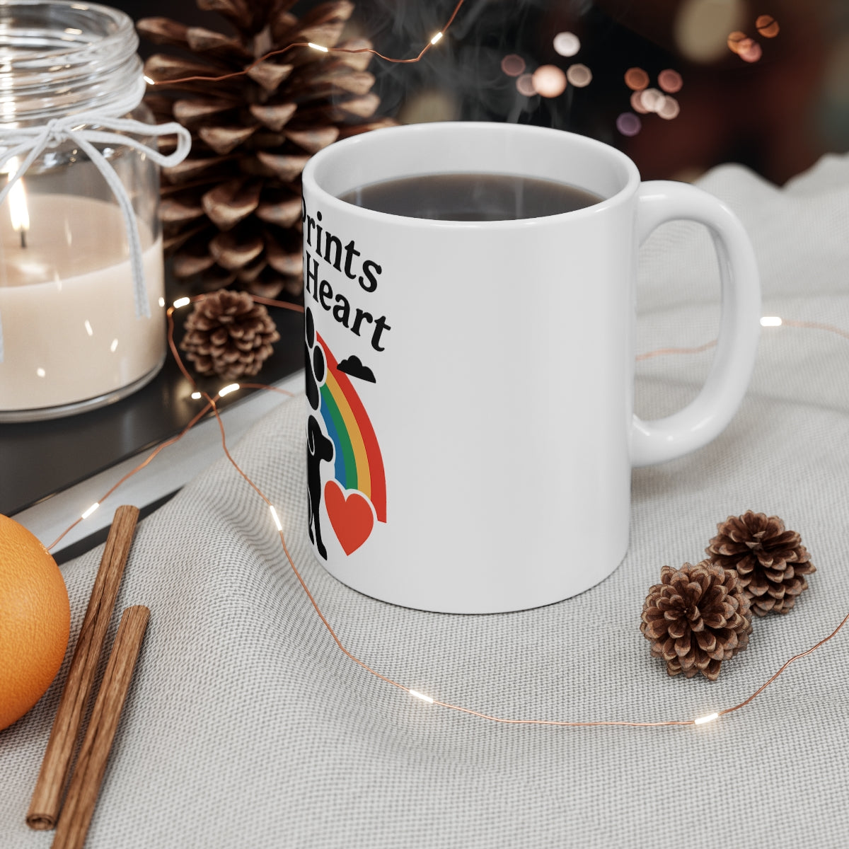 Dog Memorial Mug, Pet Loss Gift, Paw Prints On My Heart, Dog Sympathy Gift, Rainbow Bridge, Pet Remembrance, Dog Loss Coffee Mug