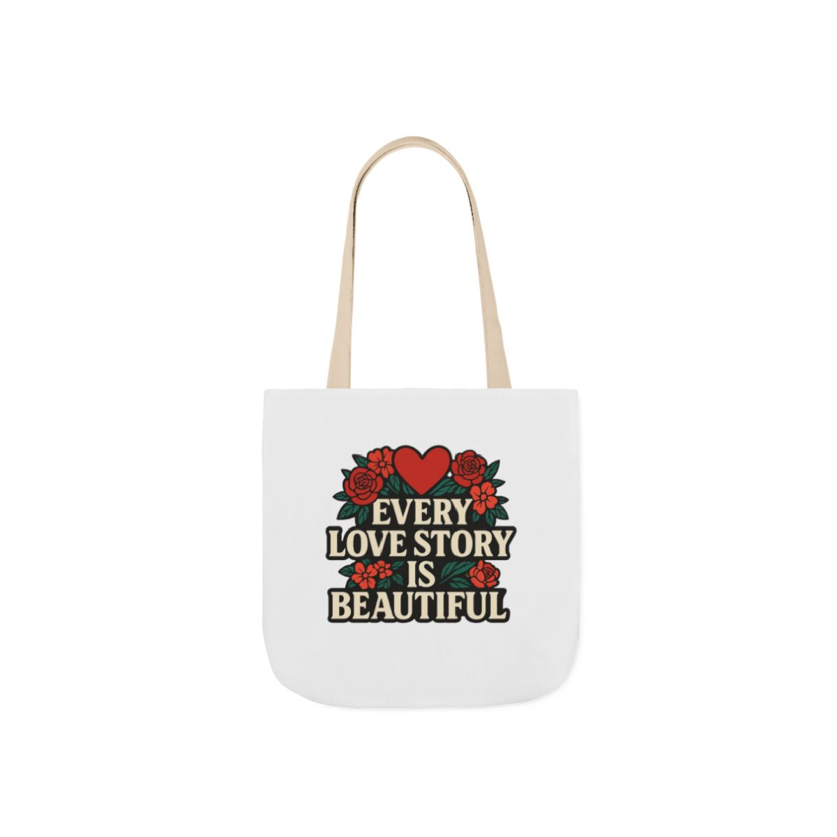 Every Love Story Is Beautiful Tote Bag, Floral Anniversary Gift for Wife, Romantic Wedding Quote Bag, Engagement Gift Women