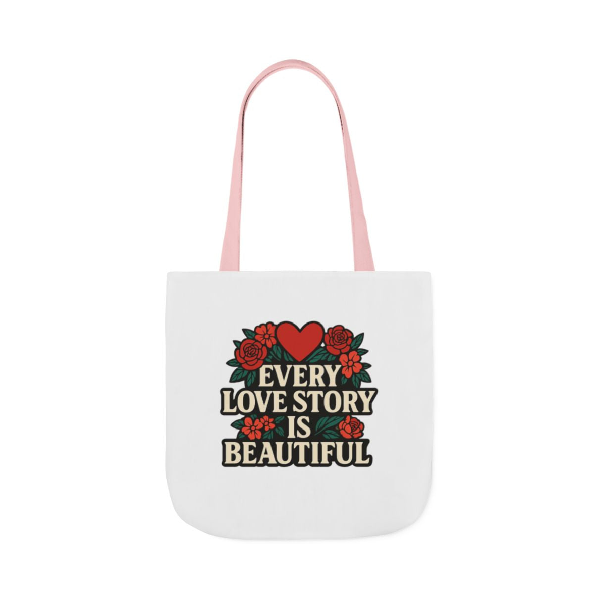 Every Love Story Is Beautiful Tote Bag, Floral Anniversary Gift for Wife, Romantic Wedding Quote Bag, Engagement Gift Women