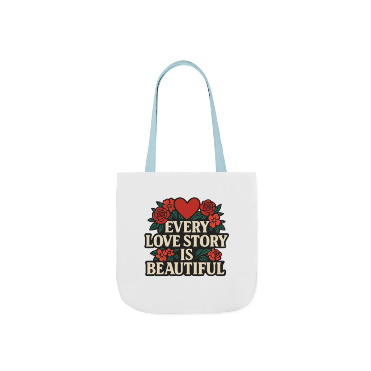 Every Love Story Is Beautiful Tote Bag, Floral Anniversary Gift for Wife, Romantic Wedding Quote Bag, Engagement Gift Women
