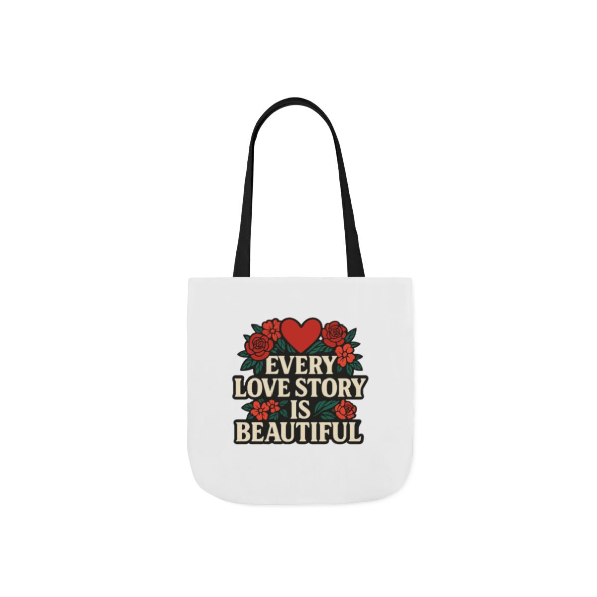 Every Love Story Is Beautiful Tote Bag, Floral Anniversary Gift for Wife, Romantic Wedding Quote Bag, Engagement Gift Women