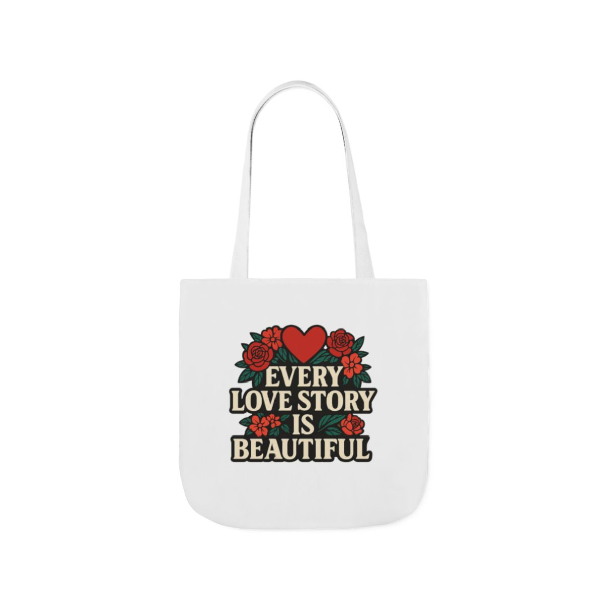Every Love Story Is Beautiful Tote Bag, Floral Anniversary Gift for Wife, Romantic Wedding Quote Bag, Engagement Gift Women