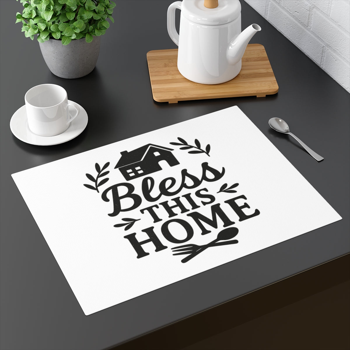 Farmhouse Kitchen Placemat Bless This Home Rustic Dining Table Decor Cottage Core Table Mat Faith Gift for Mom Housewarming
