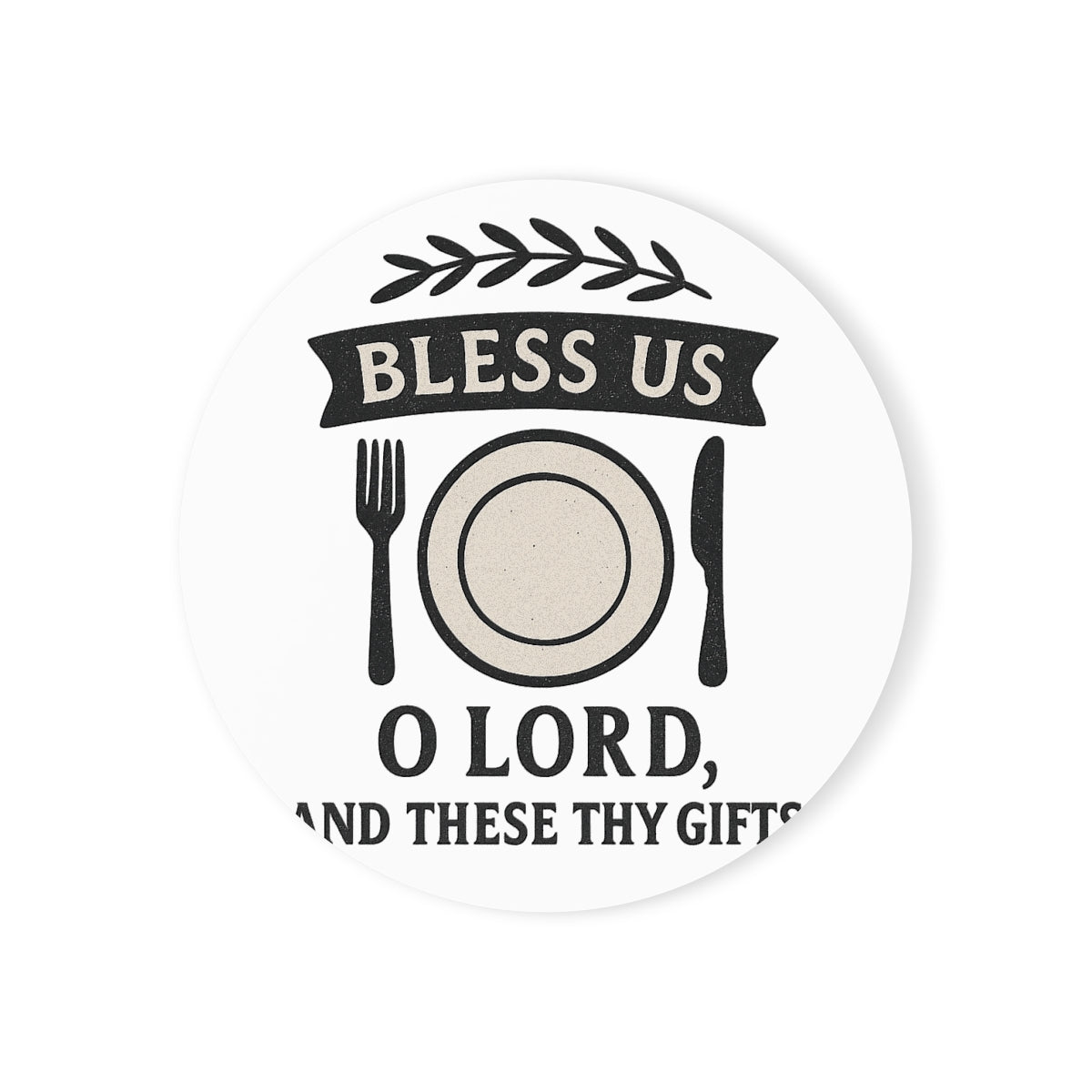 Farmhouse Table Prayer Blessing Cork Coaster Set | Rustic Grace Dinner Coasters | Housewarming Gift for Christian Home Decor