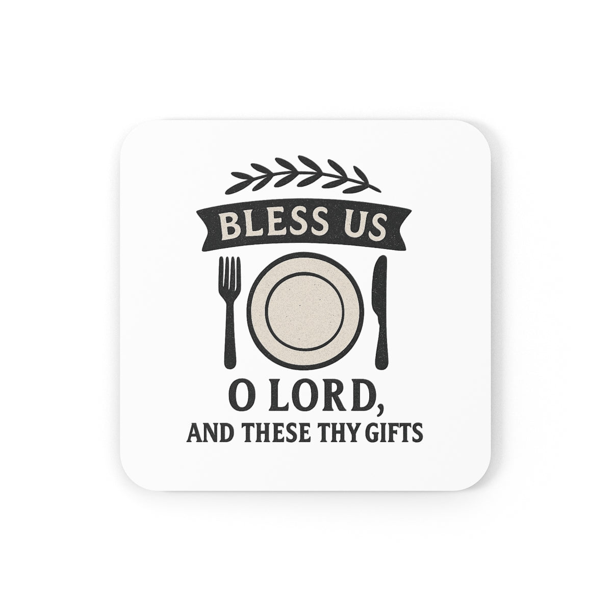 Farmhouse Table Prayer Blessing Cork Coaster Set | Rustic Grace Dinner Coasters | Housewarming Gift for Christian Home Decor
