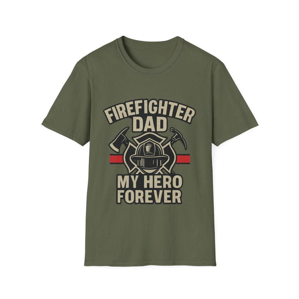 Firefighter Dad My Hero Forever Shirt Father's Day Gift Vintage Fireman Maltese Cross Thin Red Line Tee Dad Appreciation Gift