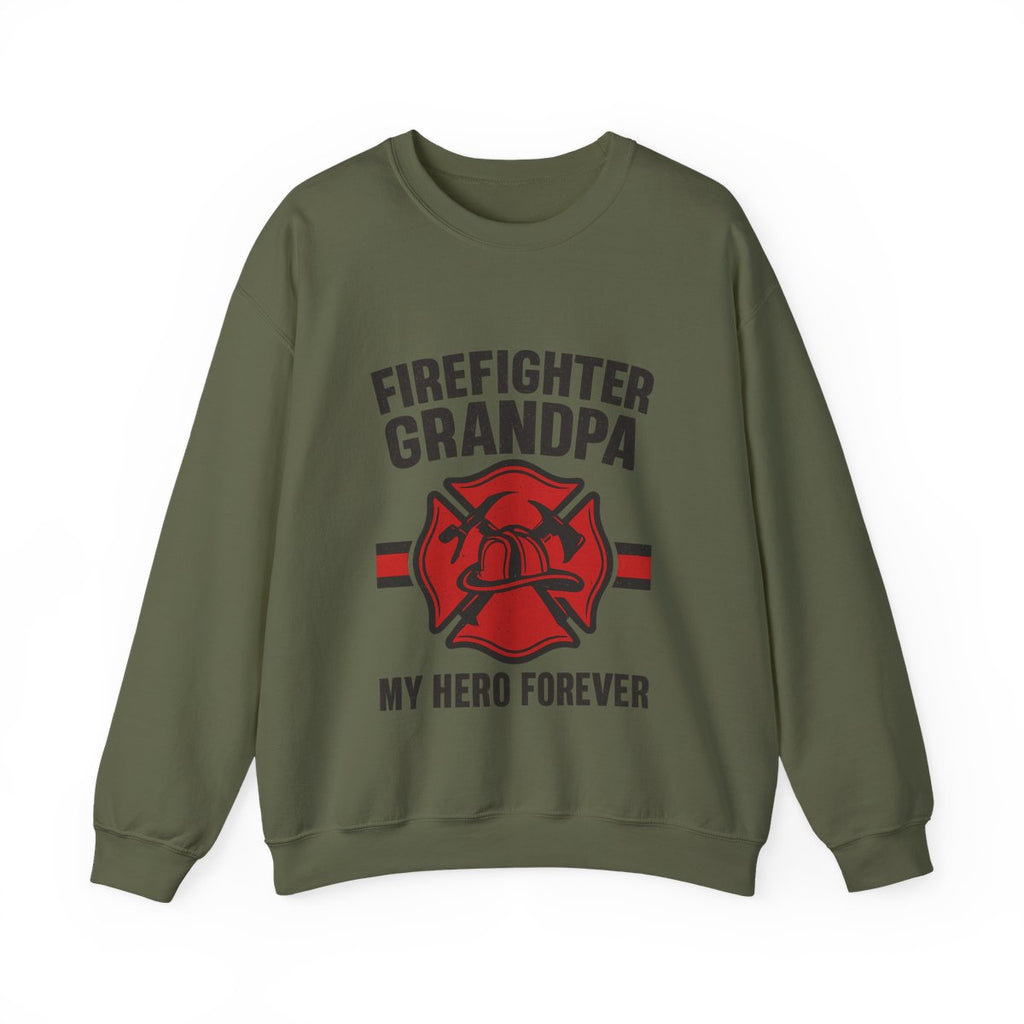 Firefighter Grandpa Sweatshirt My Hero Forever Gift Vintage Fire Station Badge Grandparents Day Fireman Grandfather Shirt