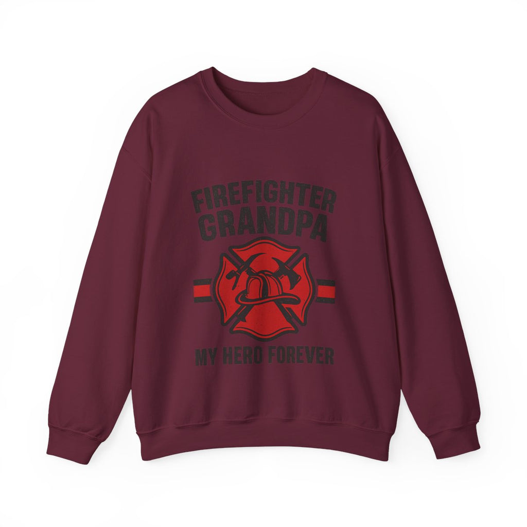Firefighter Grandpa Sweatshirt My Hero Forever Gift Vintage Fire Station Badge Grandparents Day Fireman Grandfather Shirt