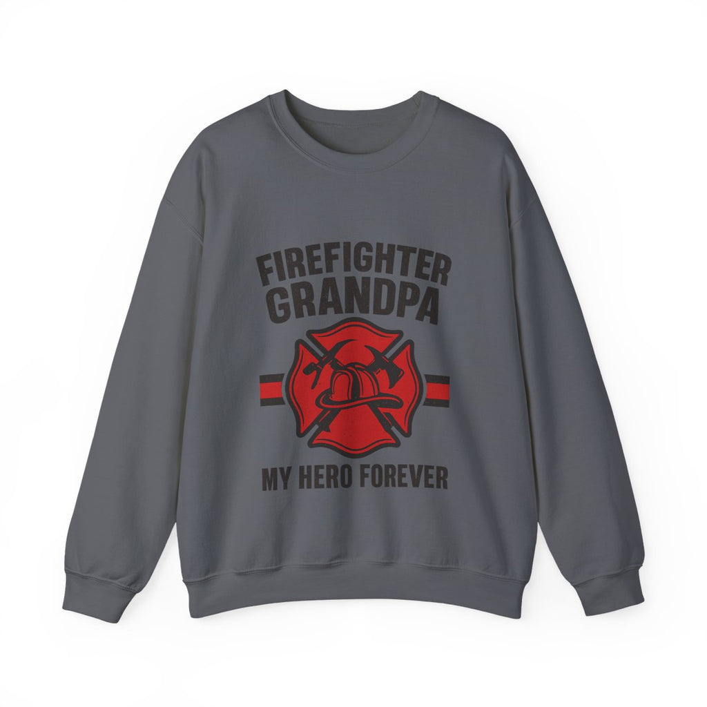 Firefighter Grandpa Sweatshirt My Hero Forever Gift Vintage Fire Station Badge Grandparents Day Fireman Grandfather Shirt