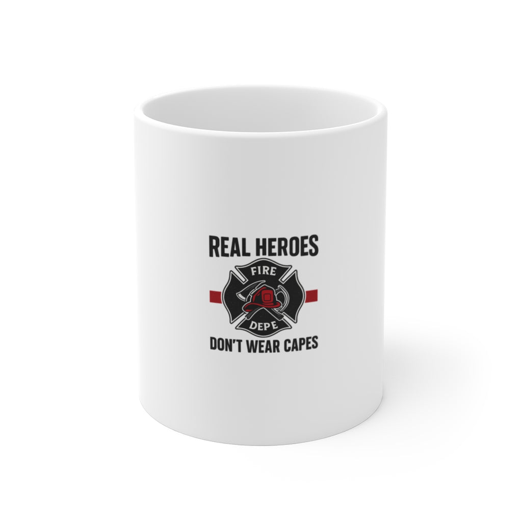 Firefighter Mug Real Heroes Don't Wear Capes Gift Fire Department Maltese Cross Fireman Coffee Cup Thin Red Line